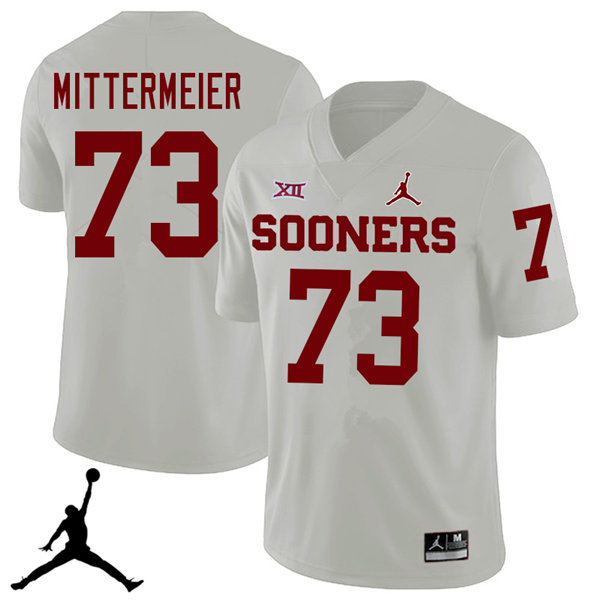 Jordan Brand Men #73 Quinn Mittermeier Oklahoma Sooners 2018 College Football Jerseys Sale-White - Click Image to Close